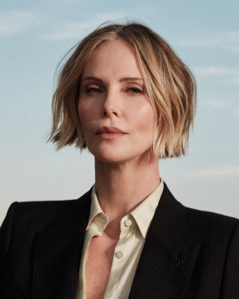 Charlize Theron wearing a black blazer