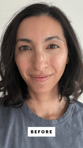 Allure contributing commerce editor Deanna Pai before using the Ncessaire The Moisture Shampoo and Conditioner
