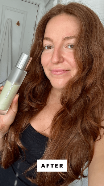 Gulino after applying the Crown Affair The Overnight Repair Serum Treatment