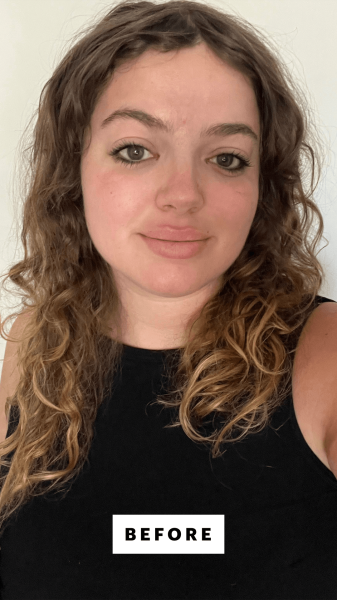 Sarah Hoffmann before applying Ceremonia's Mascarilla De Guava for Damage Repair